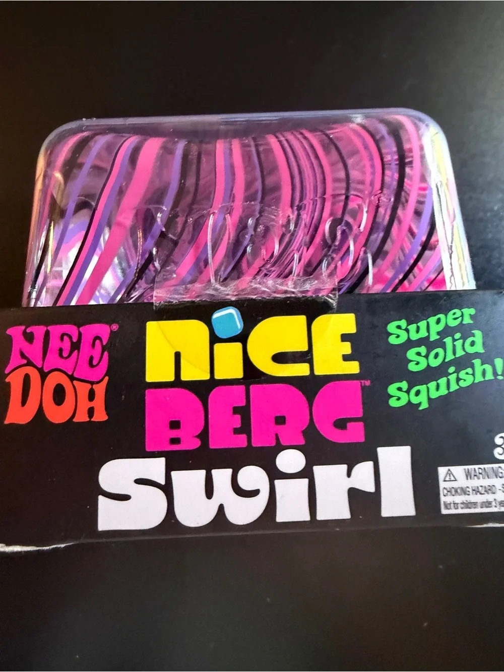 New Nee Doh Nice Berg Swirl Jumbo Cube Black Pink Purple Super Solid Squishy Toy